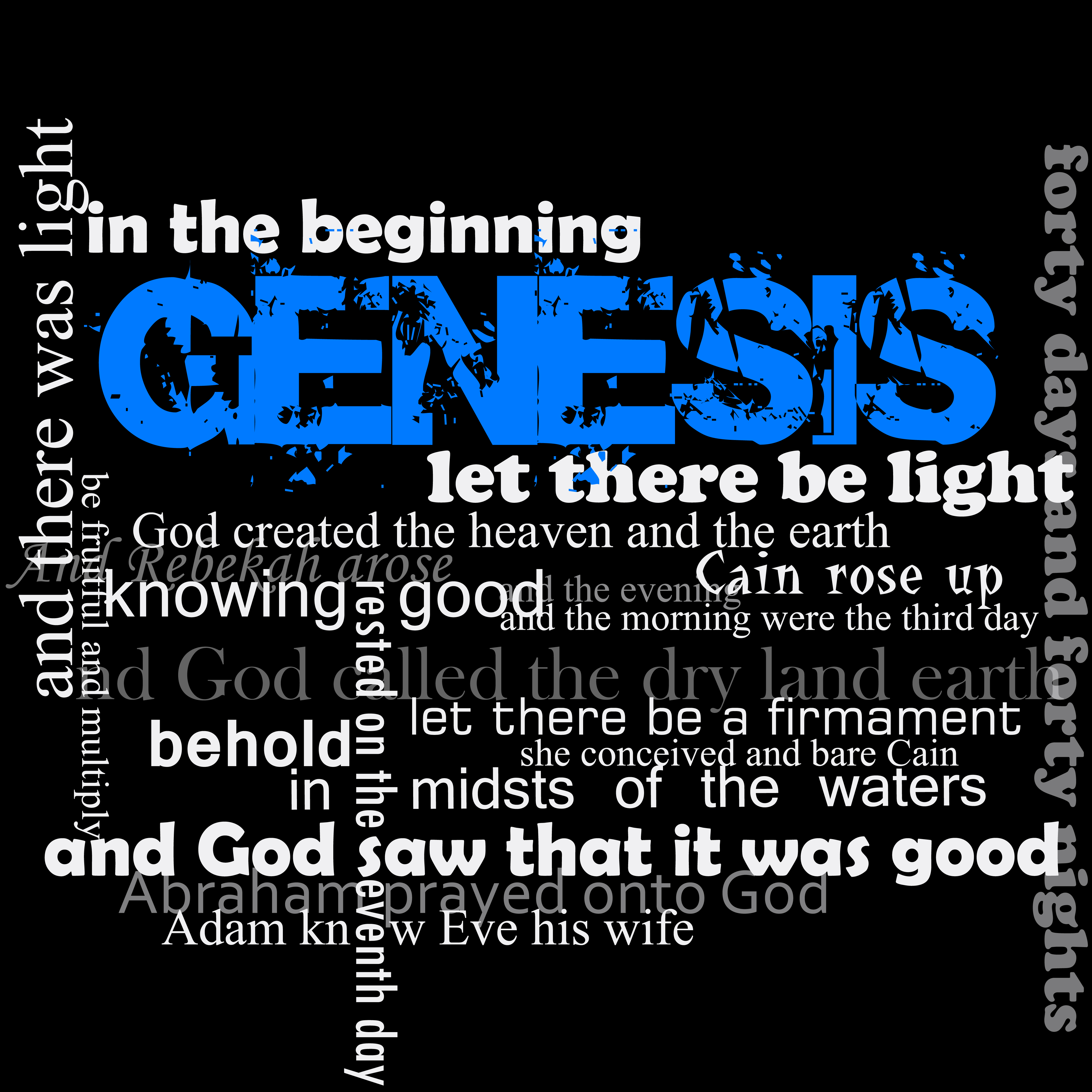 Genesis Black - Blue Genesis In the beginning, typography
